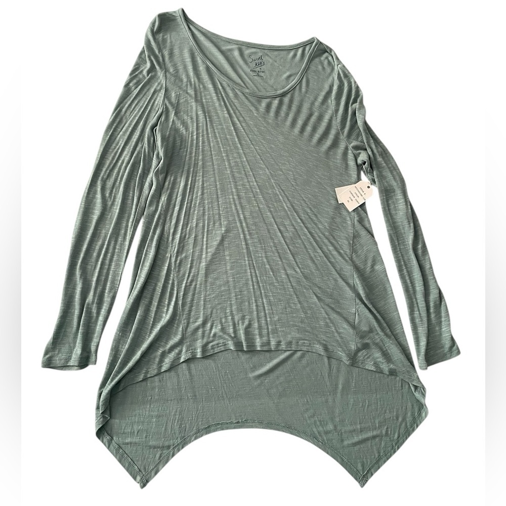 Sweet Tea’s by Pink Rose womens size XL green flowy ribbed long sleeve tee